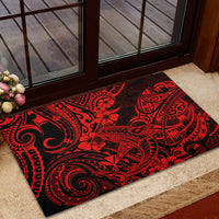 Hawaii Shark Rubber Doormat Polynesian Pattern Red Version - Wonder Print Shop