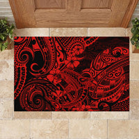 Hawaii Shark Rubber Doormat Polynesian Pattern Red Version - Wonder Print Shop