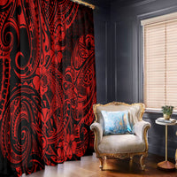 Hawaii Shark Window Curtain Polynesian Pattern Red Version - Wonder Print Shop