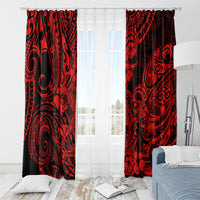 Hawaii Shark Window Curtain Polynesian Pattern Red Version - Wonder Print Shop