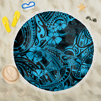 Hawaii Shark Beach Blanket Polynesian Pattern Sky Blue Version - Wonder Print Shop