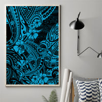 Hawaii Shark Canvas Wall Art Polynesian Pattern Sky Blue Version - Wonder Print Shop