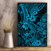 Hawaii Shark Canvas Wall Art Polynesian Pattern Sky Blue Version - Wonder Print Shop