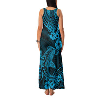 Hawaii Shark Family Matching Tank Maxi Dress and Hawaiian Shirt Polynesian Pattern Sky Blue Version - Wonder Print Shop