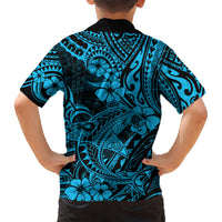 Hawaii Shark Kid Hawaiian Shirt Polynesian Pattern Sky Blue Version - Wonder Print Shop