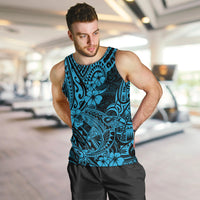 Hawaii Shark Men Tank Top Polynesian Pattern Sky Blue Version - Wonder Print Shop