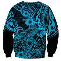 Hawaii Shark Sweatshirt Polynesian Pattern Sky Blue Version - Wonder Print Shop