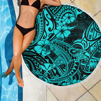 Hawaii Shark Beach Blanket Polynesian Pattern Turquoise Version - Wonder Print Shop