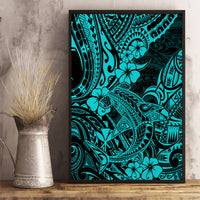 Hawaii Shark Canvas Wall Art Polynesian Pattern Turquoise Version - Wonder Print Shop