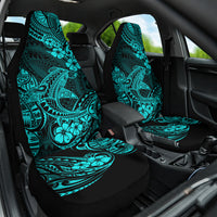 Hawaii Shark Car Seat Cover Polynesian Pattern Turquoise Version - Wonder Print Shop