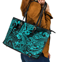 Hawaii Shark Leather Tote Bag Polynesian Pattern Turquoise Version - Wonder Print Shop