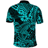 Hawaii Shark Polo Shirt Polynesian Pattern Turquoise Version - Wonder Print Shop