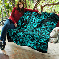 Hawaii Shark Quilt Polynesian Pattern Turquoise Version - Wonder Print Shop