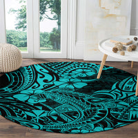 hawaii-shark-round-carpet-polynesian-pattern-turquoise-version