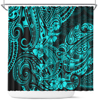 hawaii-shark-shower-curtain-polynesian-pattern-turquoise-version