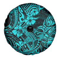 Hawaii Shark Spare Tire Cover Polynesian Pattern Turquoise Version - Wonder Print Shop