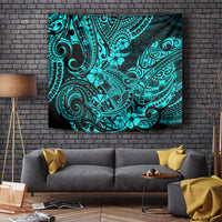 Hawaii Shark Tapestry Polynesian Pattern Turquoise Version - Wonder Print Shop