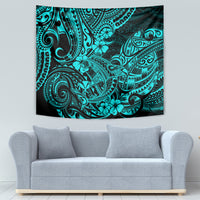 Hawaii Shark Tapestry Polynesian Pattern Turquoise Version - Wonder Print Shop