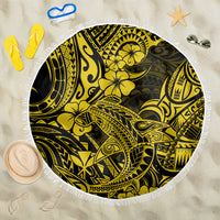 Hawaii Shark Beach Blanket Polynesian Pattern Yellow Version - Wonder Print Shop