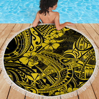 Hawaii Shark Beach Blanket Polynesian Pattern Yellow Version - Wonder Print Shop
