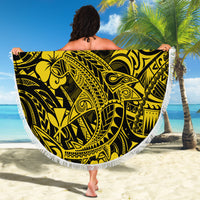 Hawaii Shark Beach Blanket Polynesian Pattern Yellow Version - Wonder Print Shop