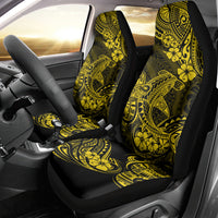 Hawaii Shark Car Seat Cover Polynesian Pattern Yellow Version - Wonder Print Shop