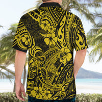 Hawaii Shark Hawaiian Shirt Polynesian Pattern Yellow Version - Wonder Print Shop