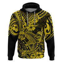 Hawaii Shark Hoodie Polynesian Pattern Yellow Version - Wonder Print Shop