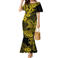 Hawaii Shark Mermaid Dress Polynesian Pattern Yellow Version - Wonder Print Shop
