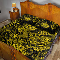 Hawaii Shark Quilt Bed Set Polynesian Pattern Yellow Version - Wonder Print Shop