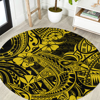 hawaii-shark-round-carpet-polynesian-pattern-yellow-version
