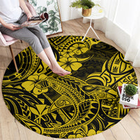 hawaii-shark-round-carpet-polynesian-pattern-yellow-version