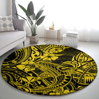 hawaii-shark-round-carpet-polynesian-pattern-yellow-version