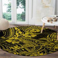 hawaii-shark-round-carpet-polynesian-pattern-yellow-version