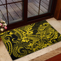 Hawaii Shark Rubber Doormat Polynesian Pattern Yellow Version - Wonder Print Shop