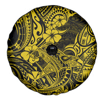 Hawaii Shark Spare Tire Cover Polynesian Pattern Yellow Version - Wonder Print Shop