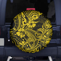 Hawaii Shark Spare Tire Cover Polynesian Pattern Yellow Version - Wonder Print Shop