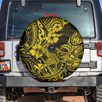 Hawaii Shark Spare Tire Cover Polynesian Pattern Yellow Version - Wonder Print Shop