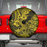 Hawaii Shark Spare Tire Cover Polynesian Pattern Yellow Version - Wonder Print Shop