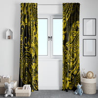 Hawaii Shark Window Curtain Polynesian Pattern Yellow Version - Wonder Print Shop