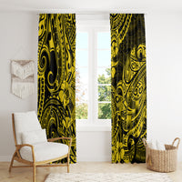 Hawaii Shark Window Curtain Polynesian Pattern Yellow Version - Wonder Print Shop
