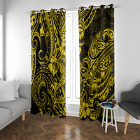 Hawaii Shark Window Curtain Polynesian Pattern Yellow Version - Wonder Print Shop