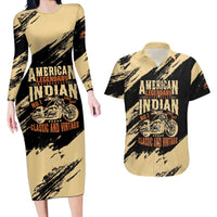 Personalized American Legendary Motorcycles Indian Chief 1947 Couples Matching Long Sleeve Bodycon Dress and Hawaiian Shirt Classic and Vintage - Wonder Print Shop