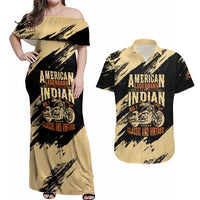 Personalized American Legendary Motorcycles Indian Chief 1947 Couples Matching Off Shoulder Maxi Dress and Hawaiian Shirt Classic and Vintage - Wonder Print Shop