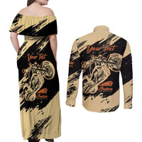 Personalized American Legendary Motorcycles Indian Chief 1947 Couples Matching Off Shoulder Maxi Dress and Long Sleeve Button Shirt Classic and Vintage - Wonder Print Shop