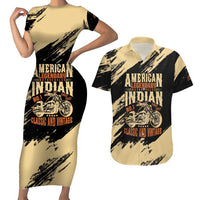 Personalized American Legendary Motorcycles Indian Chief 1947 Couples Matching Short Sleeve Bodycon Dress and Hawaiian Shirt Classic and Vintage - Wonder Print Shop
