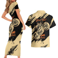 Personalized American Legendary Motorcycles Indian Chief 1947 Couples Matching Short Sleeve Bodycon Dress and Hawaiian Shirt Classic and Vintage - Wonder Print Shop