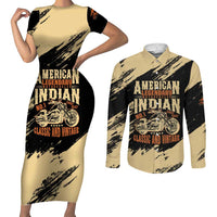 Personalized American Legendary Motorcycles Indian Chief 1947 Couples Matching Short Sleeve Bodycon Dress and Long Sleeve Button Shirt Classic and Vintage - Wonder Print Shop