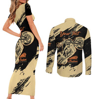 Personalized American Legendary Motorcycles Indian Chief 1947 Couples Matching Short Sleeve Bodycon Dress and Long Sleeve Button Shirt Classic and Vintage - Wonder Print Shop
