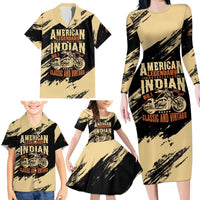 Personalized American Legendary Motorcycles Indian Chief 1947 Family Matching Long Sleeve Bodycon Dress and Hawaiian Shirt Classic and Vintage - Wonder Print Shop